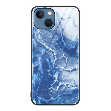 Sklenený kryt MARBLE na iPhone 14 – Modrý oceán