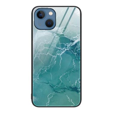 Sklenený kryt MARBLE na iPhone 14 – Zelený oceán