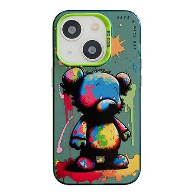 Sklenený kryt Oil Painting na iPhone 15 - Colorful Bear