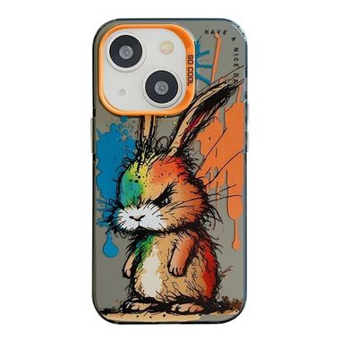 Sklenený kryt Oil Painting na iPhone 15 - Fat Rabbit