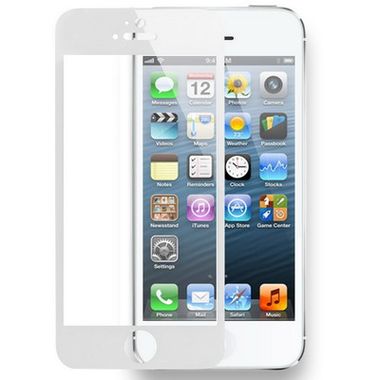 Temperované tvrdené sklo 9H+ 0.26 mm. na iPhone 5s/SE (celá obrazovka) - biela