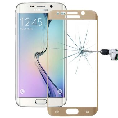 Temperované tvrdené sklo 9H+ 0.26 mm. na Samsung Galaxy S6 Edge(celý displej) - zlatá
