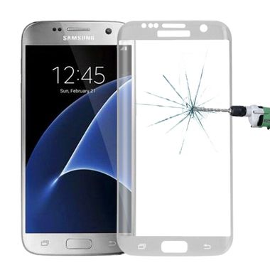 Temperované tvrdené sklo 9H+ 0.26 mm. na Samsung Galaxy S7 Edge (celá obrazovka) - strieborná